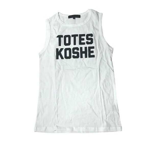 Unkosher Market TOTES KOSHE White Tank Top Black Graphic Size XS - Picture 3 of 6